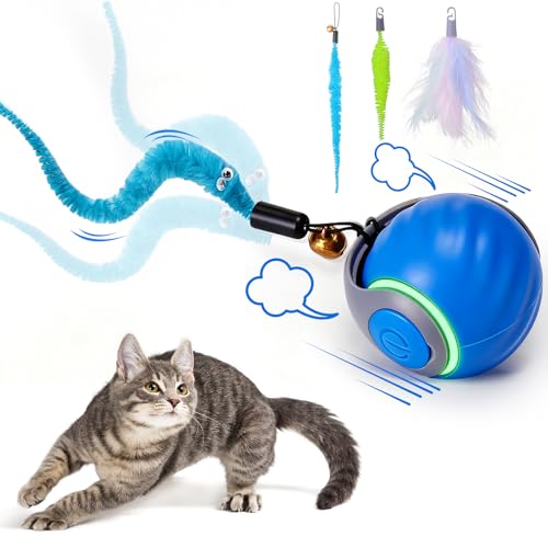 BABORUI Interactive Cat Toy Ball Blue