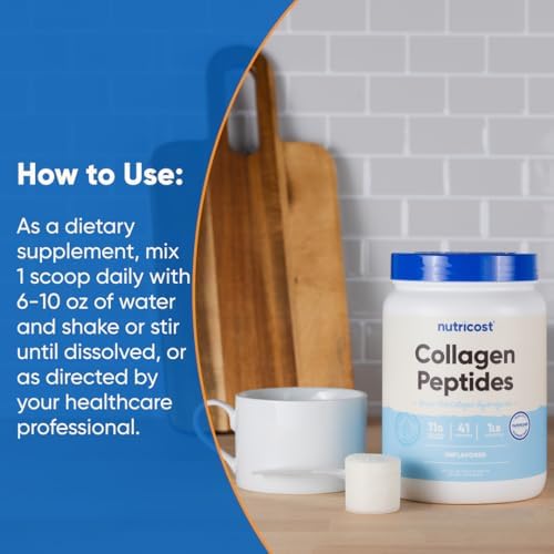 Nutricost collagen powder mixed in a glass