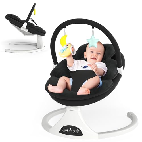 RIVIPLOU Electric Baby Swing Black front view