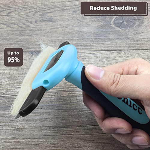 Side view of blue Gonicc shedding tool