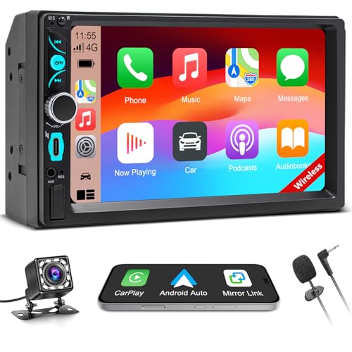 Moobsnry 7 inch double din car stereo front view