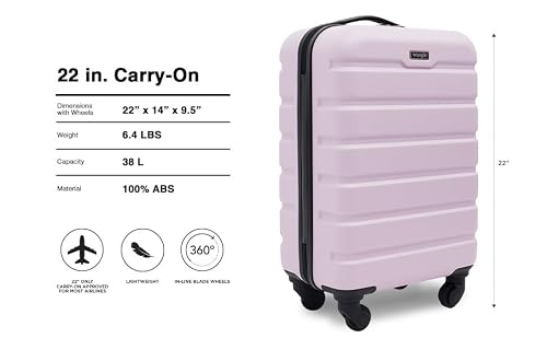 Lilac hardside luggage side profile