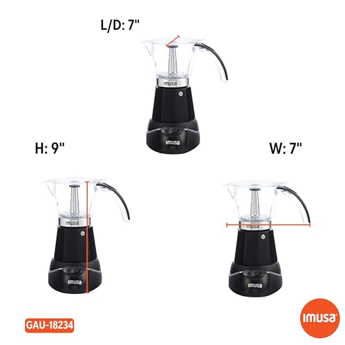 Black espresso maker with brown tinted carafe