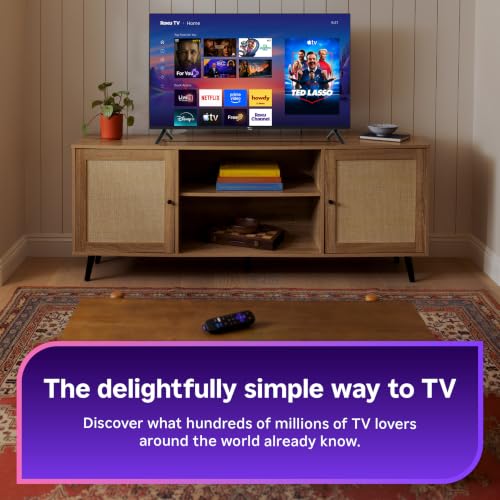 Close up of the frameless design on the Roku 55-inch TV