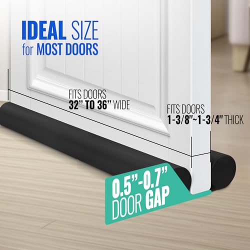 Black door draft stopper for home insulation