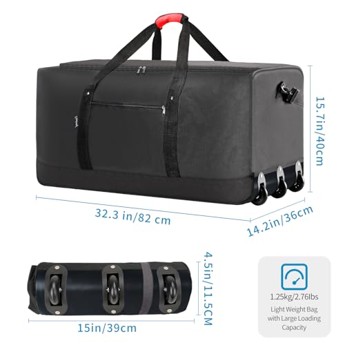 Three wheel system on Finnhomy rolling duffel