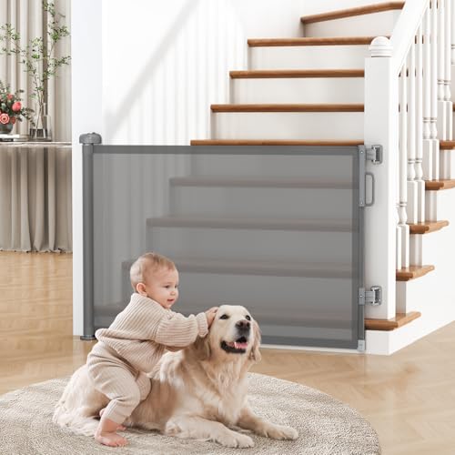 Cideny retractable gate installed in a gray doorway