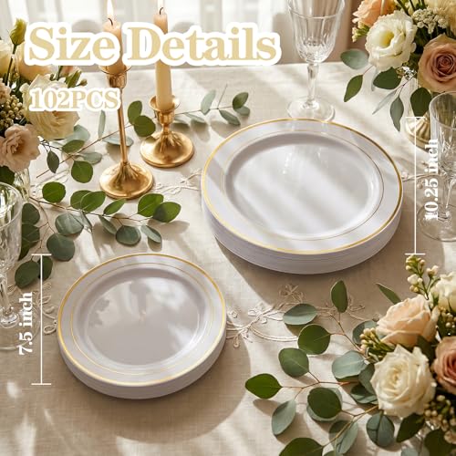 Full set of 102 pieces I00000 gold plastic plates