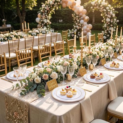 I00000 gold plastic plates for event catering
