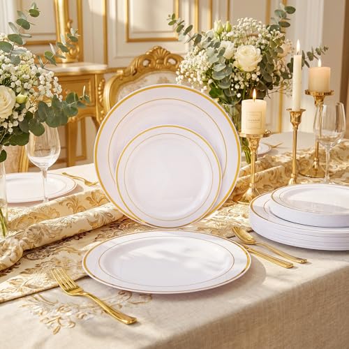 102 pieces of I00000 gold rimmed plates