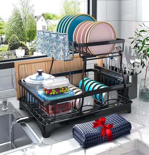 Godboat 2-Tier Dish Drying Rack full view