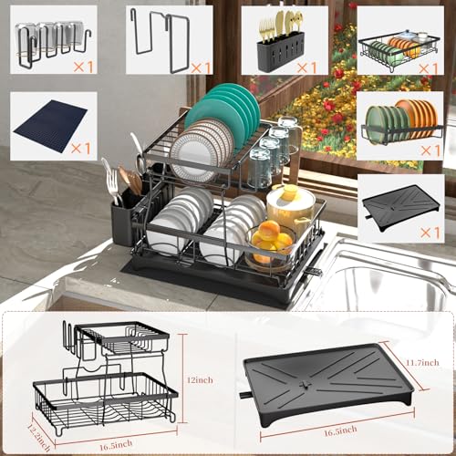 Godboat dish rack two tier plate storage