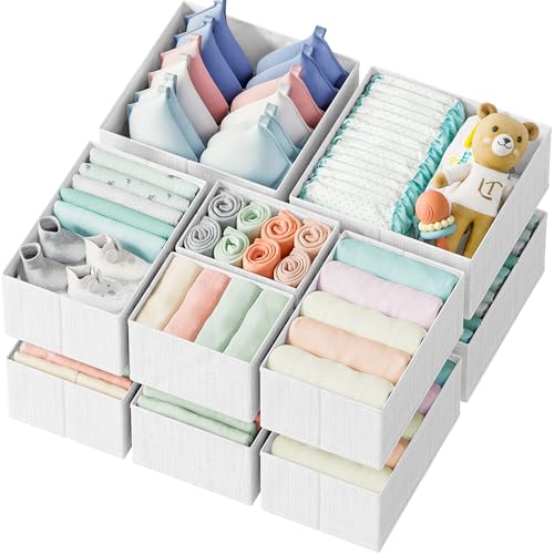 NEATERIZE 12-piece drawer organizer set in white-grey