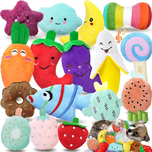QTwoof 20-pack plush squeaky toys for small dogs