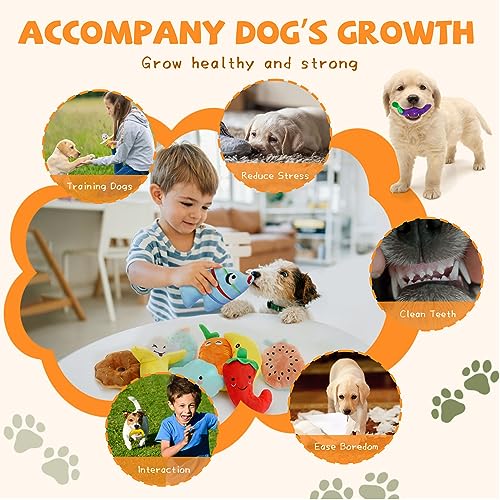 Set of 16 squeaky toys with 4 carry bags