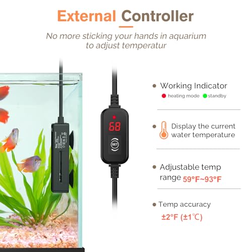 Close up of hygger 50W submersible heating element