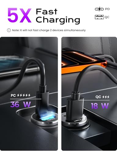 LISEN dual port charger showing USB-C and USB-A