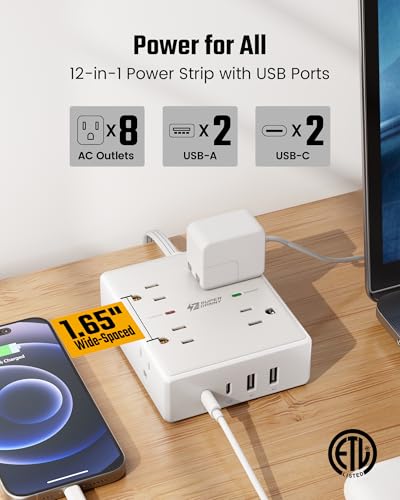 SUPERDANNY 12 in 1 Power Strip Outlets