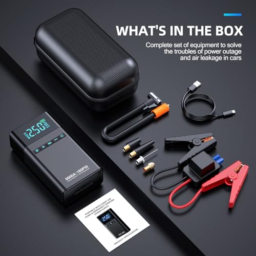 Package contents for the MAIDELI 6000A jump starter kit