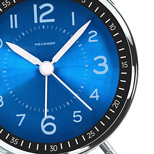 Jewel blue metallic finish detail on Peakeep clock