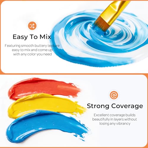 Vibrant acrylic paint color swatches