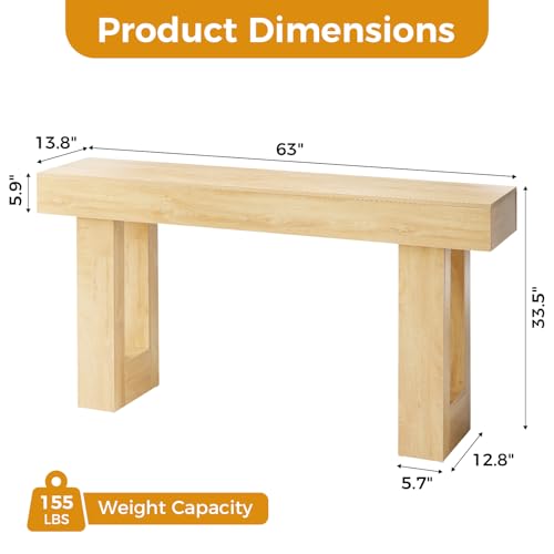 Light wood finish detail on DUMOS console table