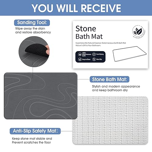 VEELOIM stone mat placed on bathroom floor