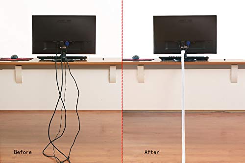 White cable management wrap for organized wires