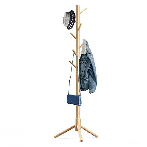 Hupmad Wooden Tree Coat Rack Stand full view