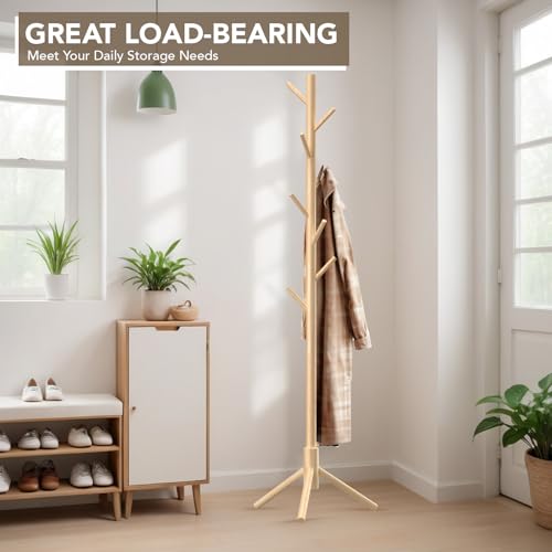 Close up of Hupmad coat rack wooden hooks