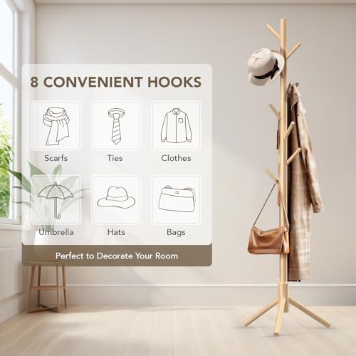 Hupmad coat rack holding hats and coats