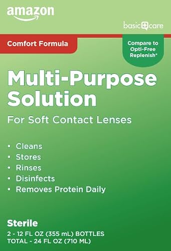 Front view of contact lens solution packaging