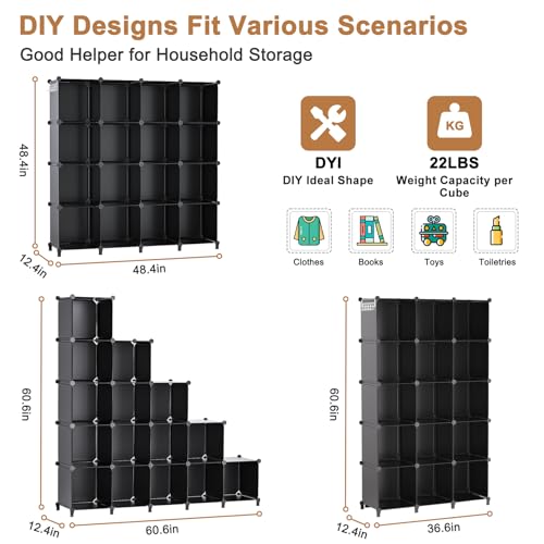 Neprock black storage cubes in a closet