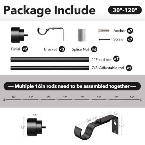 IFELS heavy duty rod supporting thick curtains