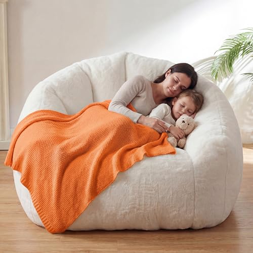 HUGHEAVEN Max Giant Bean Bag Chair Beige front view