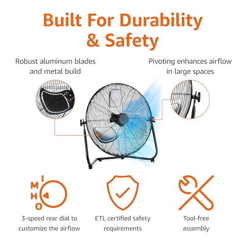 Side profile of FN206 metal floor fan