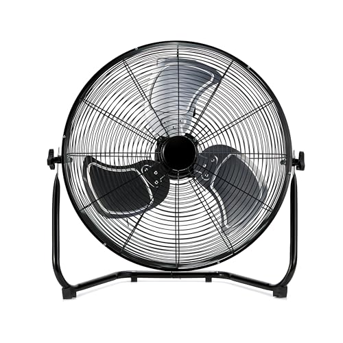 Industrial fan set up in a garage setting