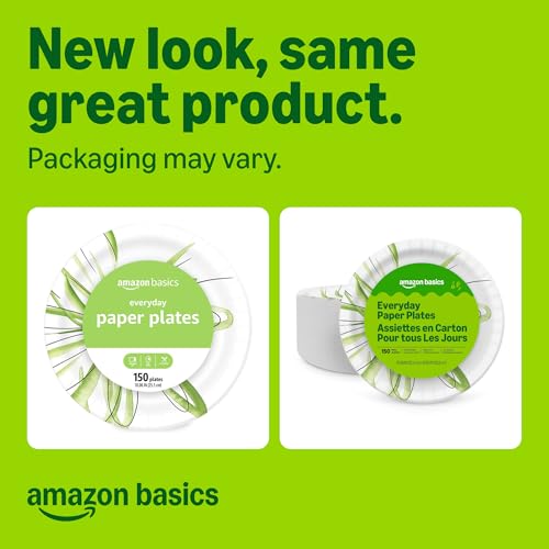 Stack of 150 count Basics Everyday disposable plates