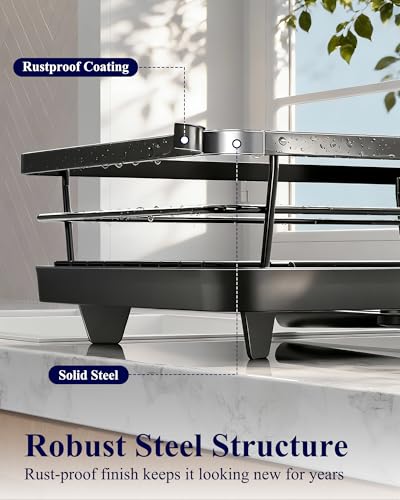 Kitsure dish rack showing 12 by 15.5 inch size