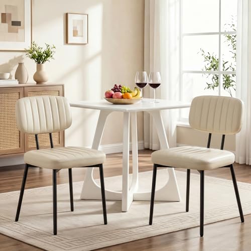 HAPPYMONT Dining Chairs Set of 2 in Beige White