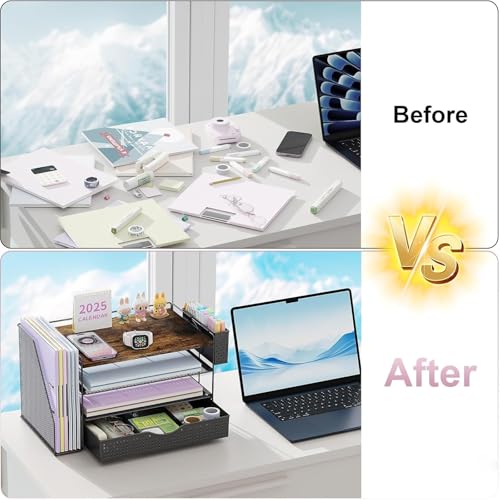 Gianotter desk organizer with file holder and trays