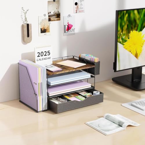 Side profile of Gianotter wood and steel desk storage