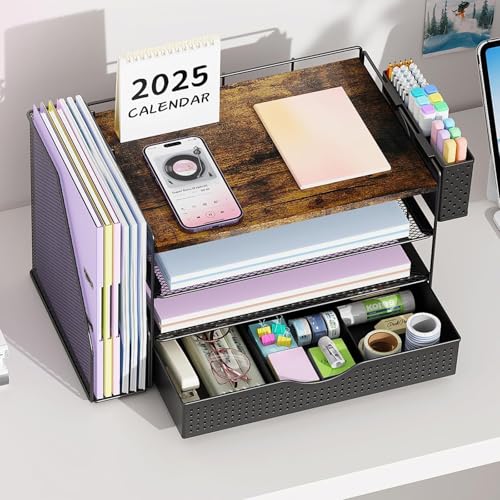 Assembled Gianotter desk organizer on a wooden surface