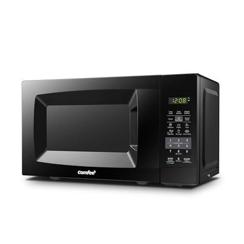 COMFEE' 0.7 Cu.Ft. black microwave front view