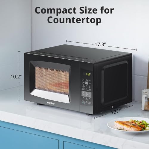Close up of the COMFEE' microwave brand logo