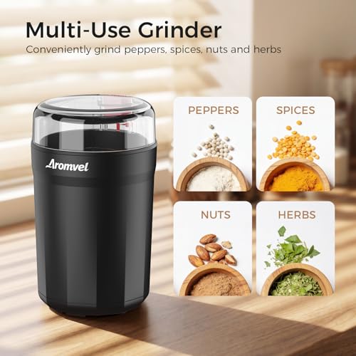 Transparent safety lid on the Aromvel kitchen grinder