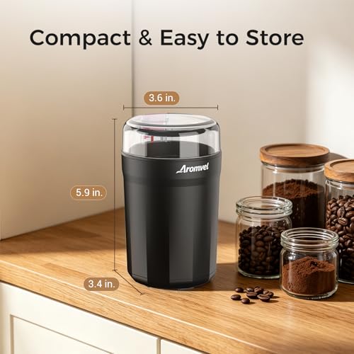 Aromvel grinder operating with transparent lid visible