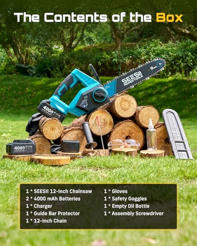 Seesii cordless chainsaw packed for transport