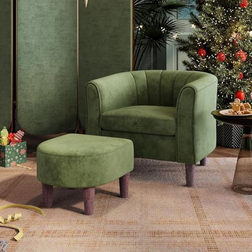 LINSY Blossom Accent Chair with Ottoman front view