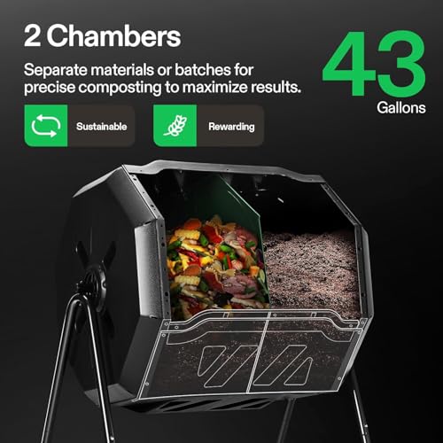 Dual chamber rotating compost bin system